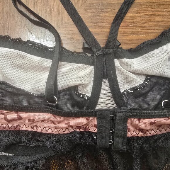 Women's Plus 4X Lace Black and Mauve Leopard Bra - Picture 3 of 6